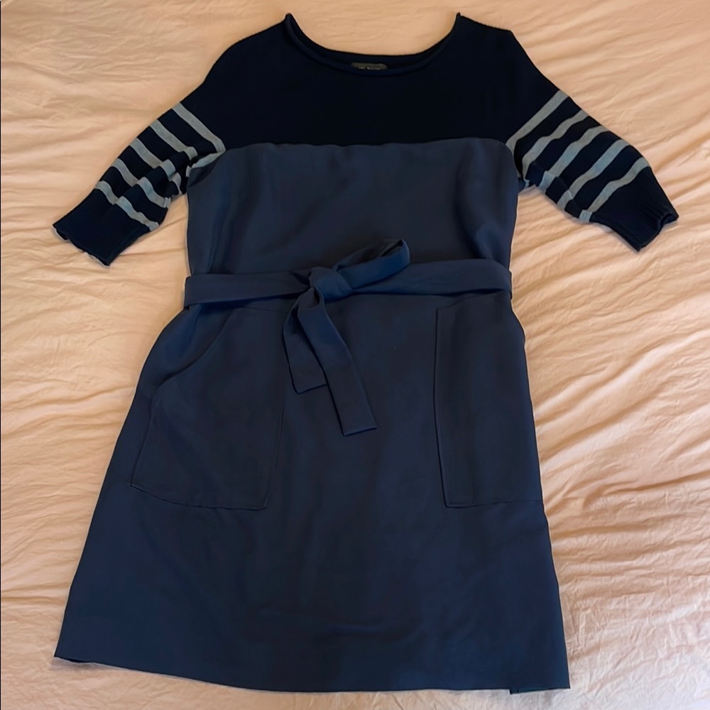 Navy Blue Dress (navy/gray knit on top, great pockets)